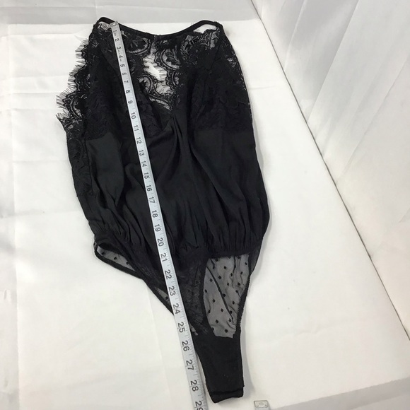 Free People Solid Black Melrose Lace Open Back V Neck Bodysuit - Picture 9 of 12